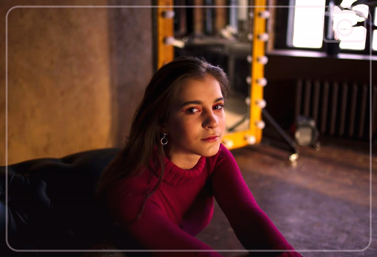 professional photo studio session with lights
